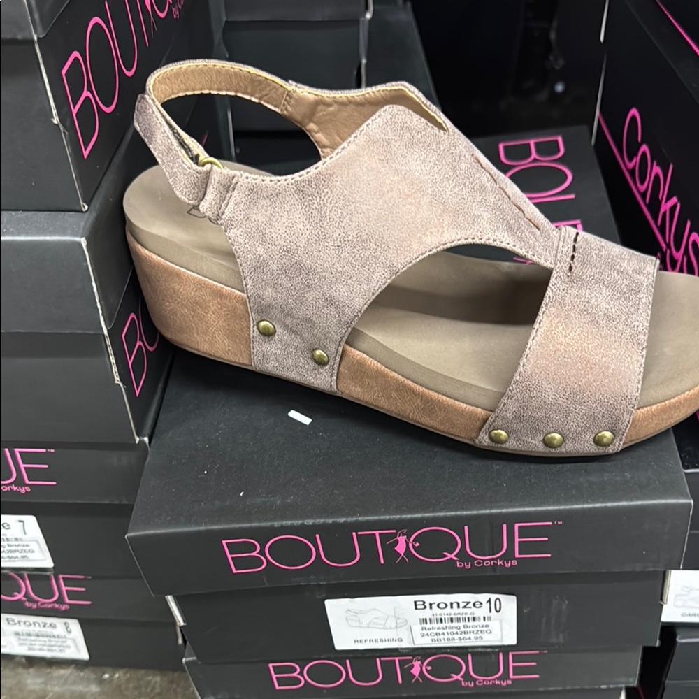 Corkys Bronze Sandals with Comfortable Straps